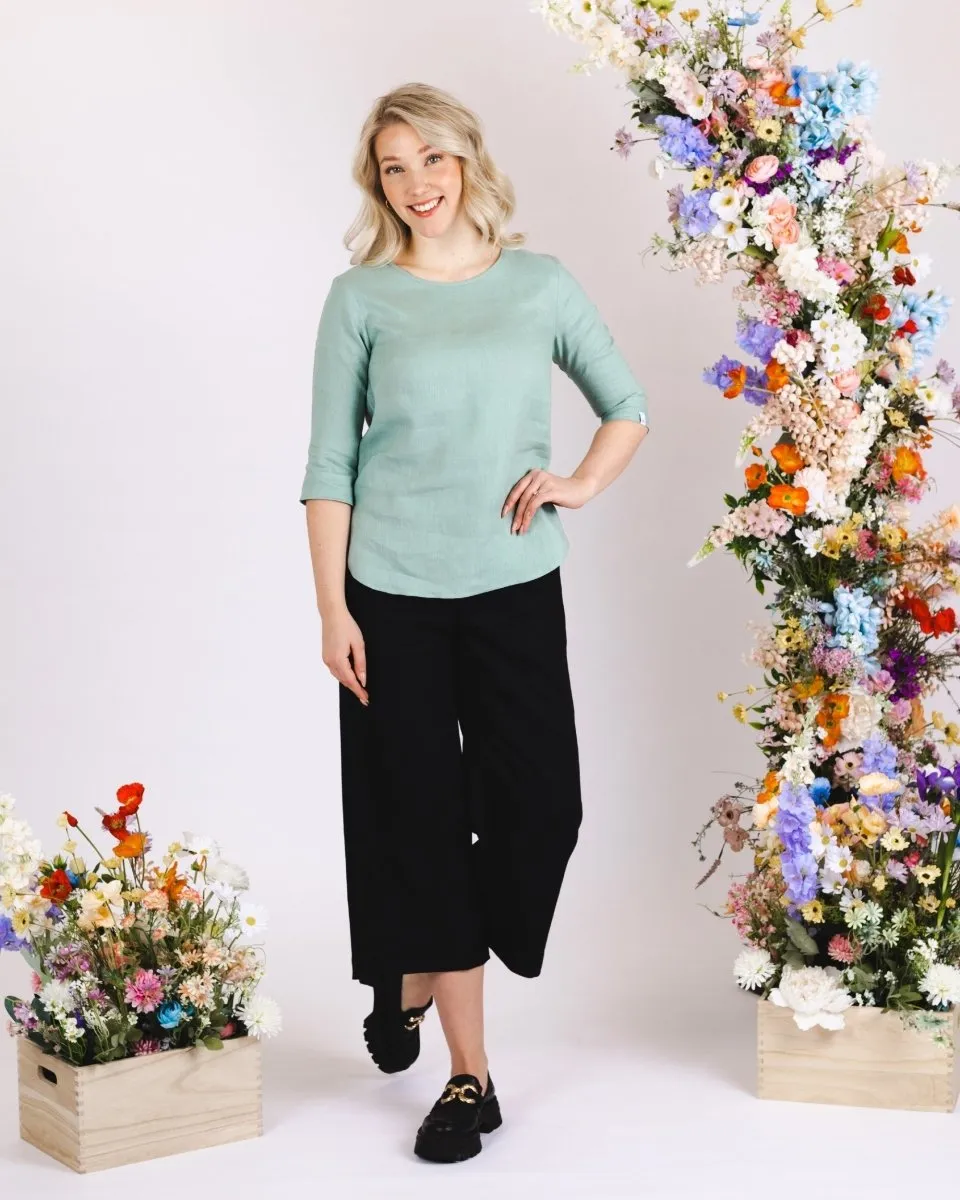 Culottes Linen Trousers Stonewashed Black
