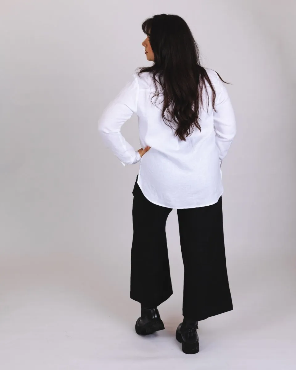 Culottes Linen Trousers Stonewashed Black