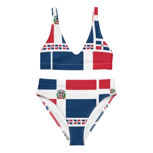 Dominican Republic Flag All-Over Collage High-Waisted Bikini Set Swimsuit