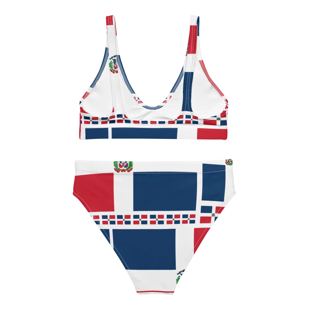 Dominican Republic Flag All-Over Collage High-Waisted Bikini Set Swimsuit