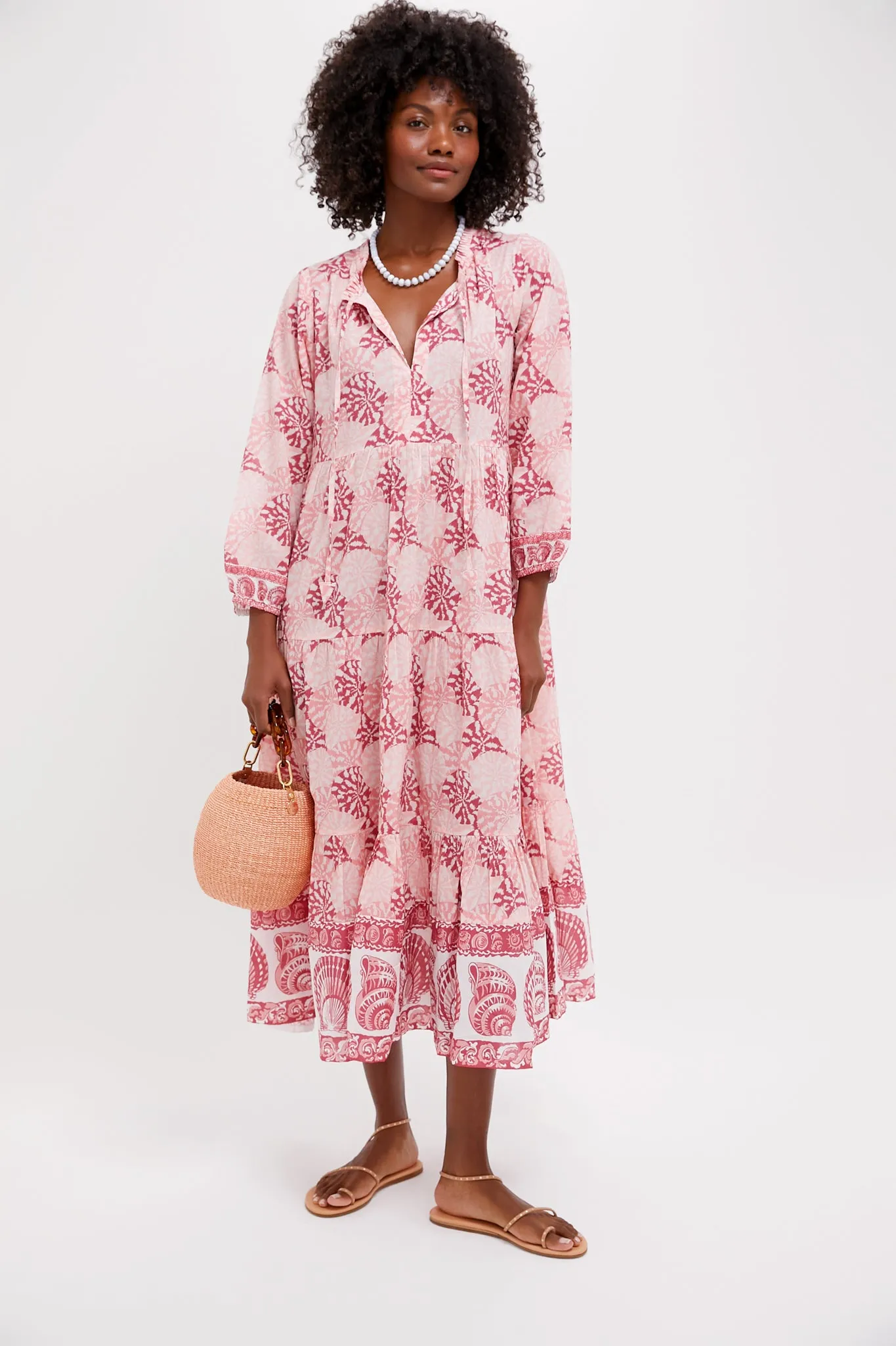 Dusty Rose Nautilus Shell Long Sleeve Salty Paloma Caftan