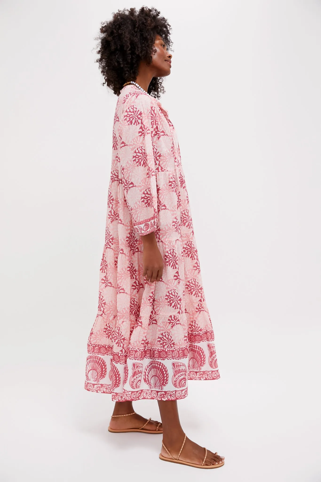 Dusty Rose Nautilus Shell Long Sleeve Salty Paloma Caftan