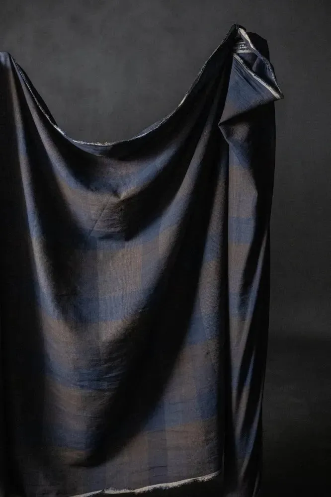 Earthenware Check Laundered Linen Cotton Fabric