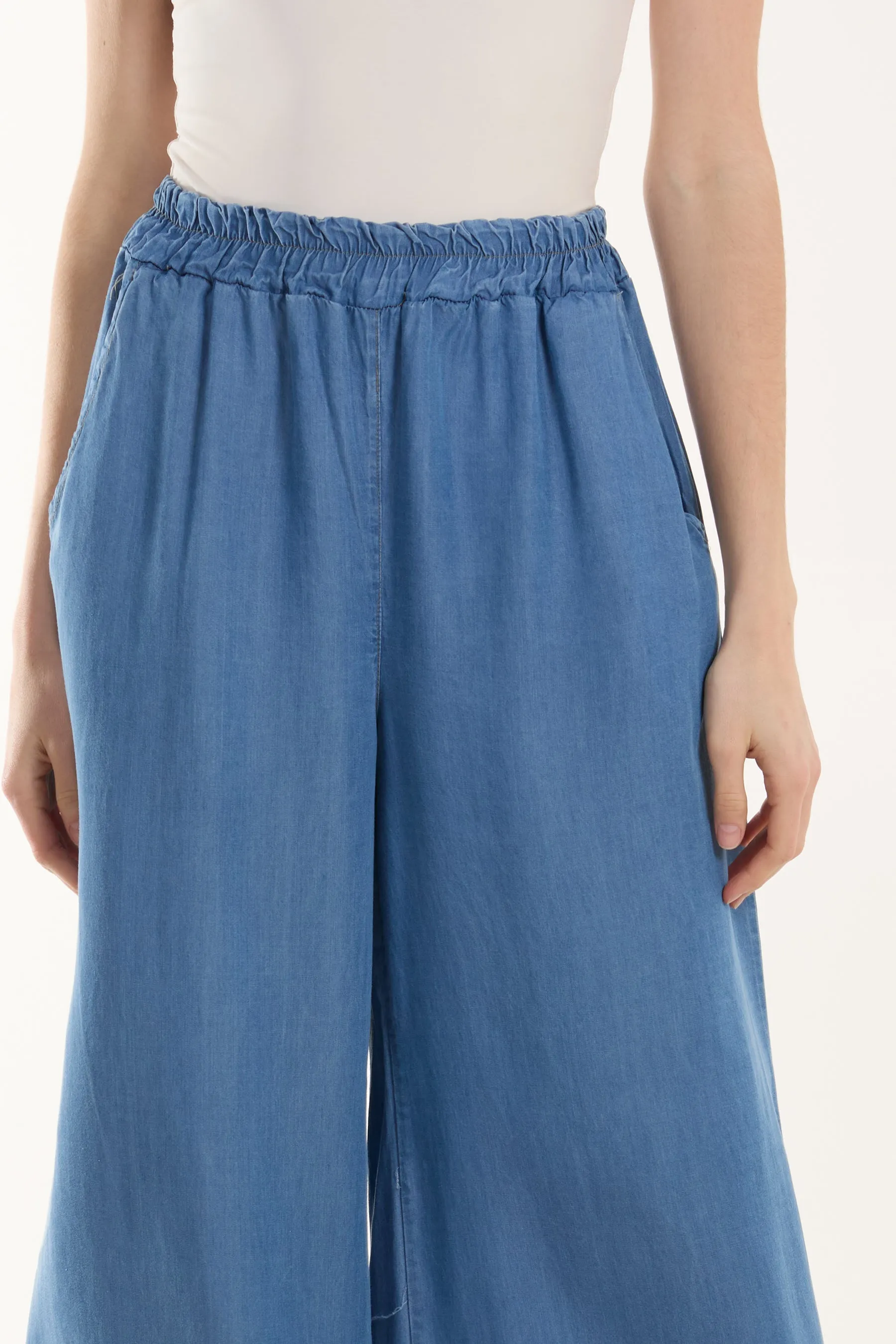 Elasticated Waist Denim Culottes