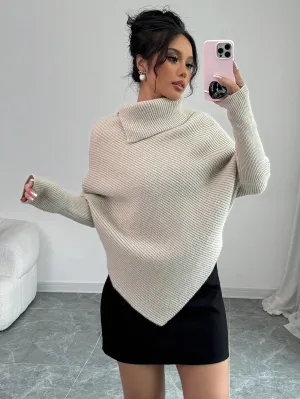 Elegante Top de Punto con Manga de Murciélago en