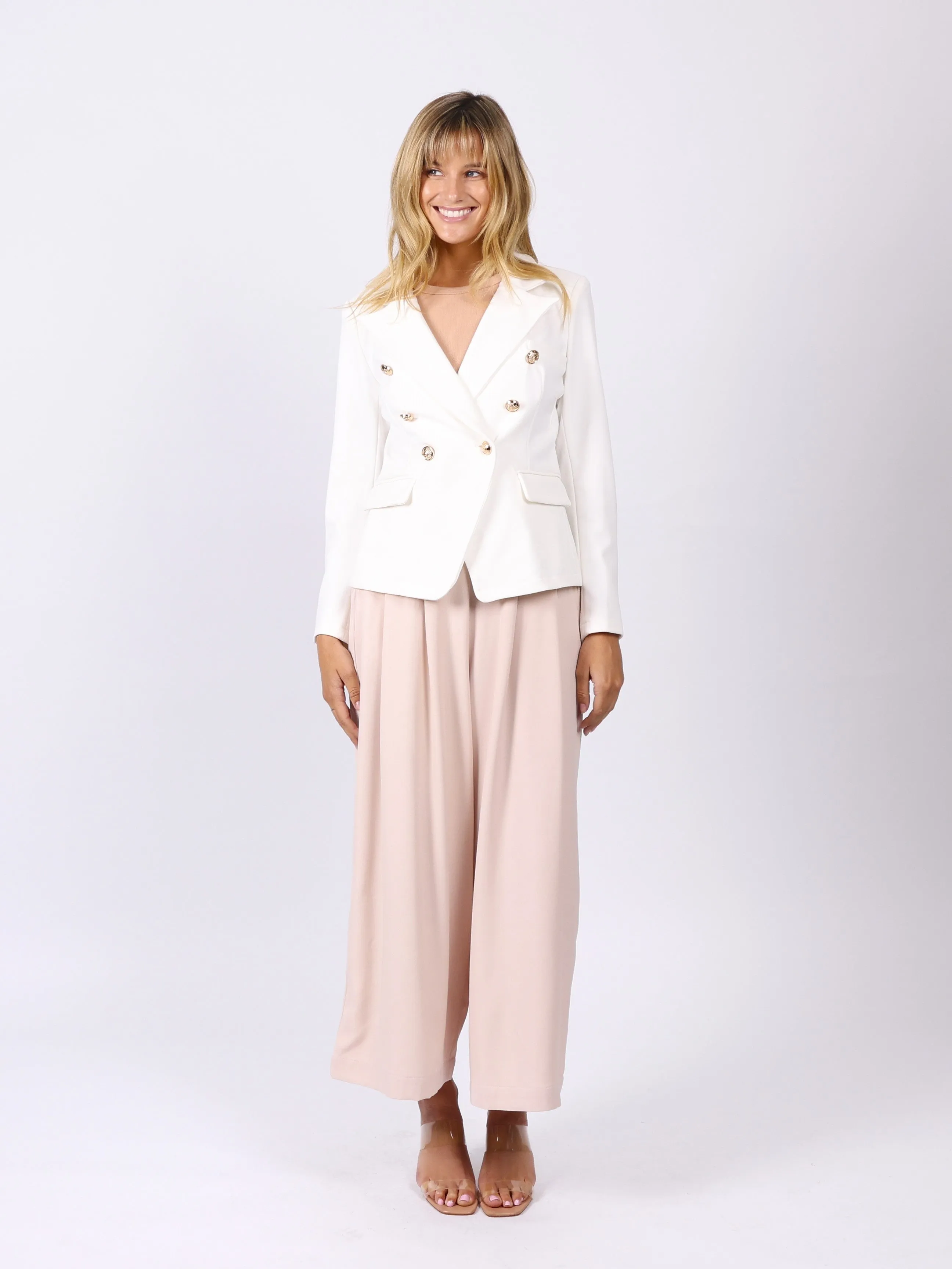 Ella Wide Leg Pant - Beige