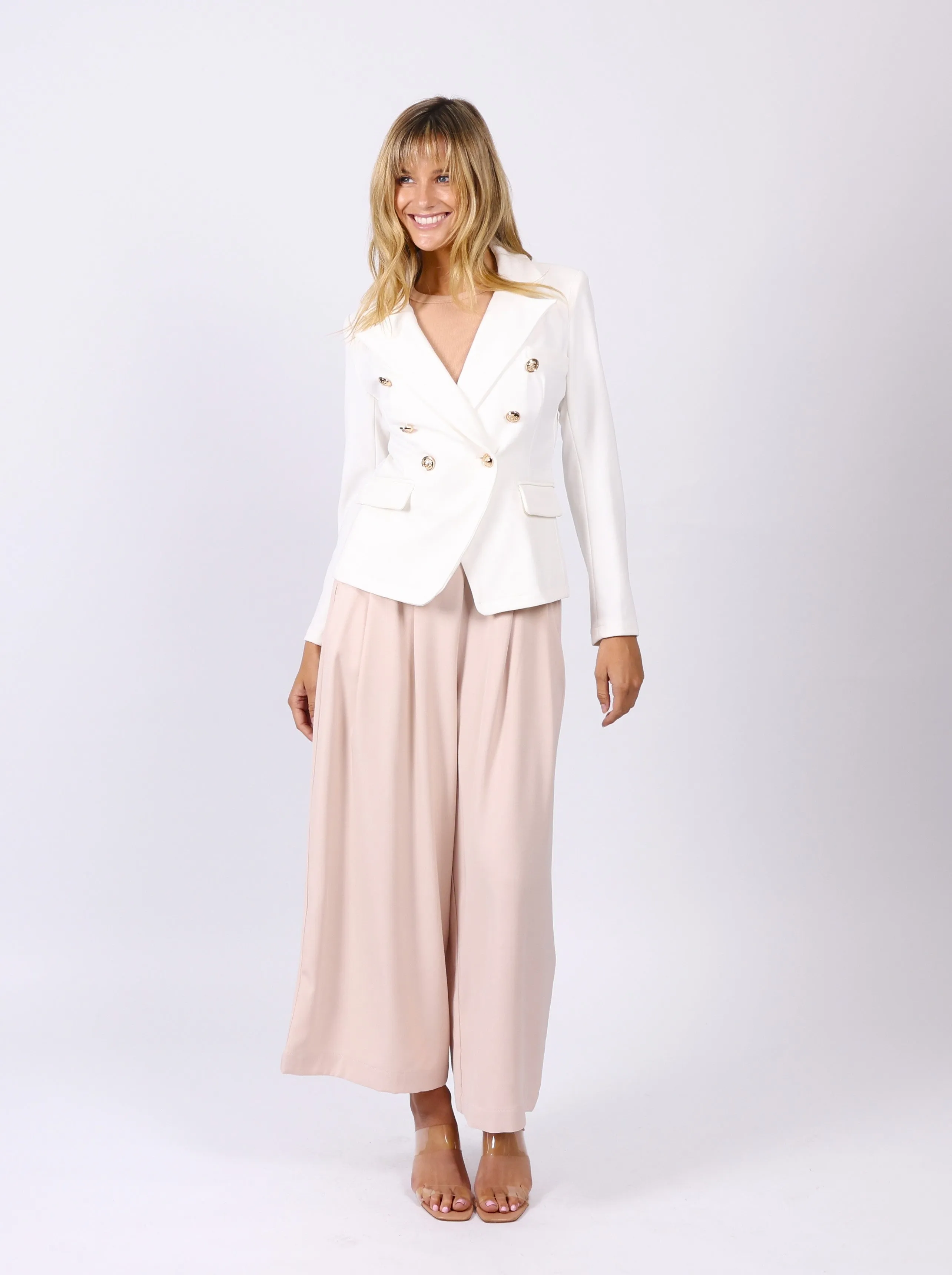 Ella Wide Leg Pant - Beige