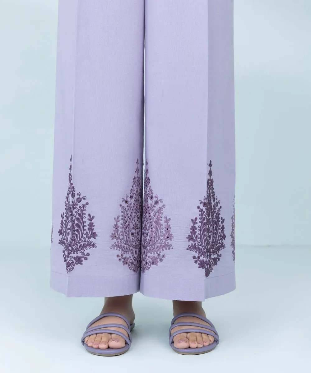 Embroidered Cambric Flared Pants