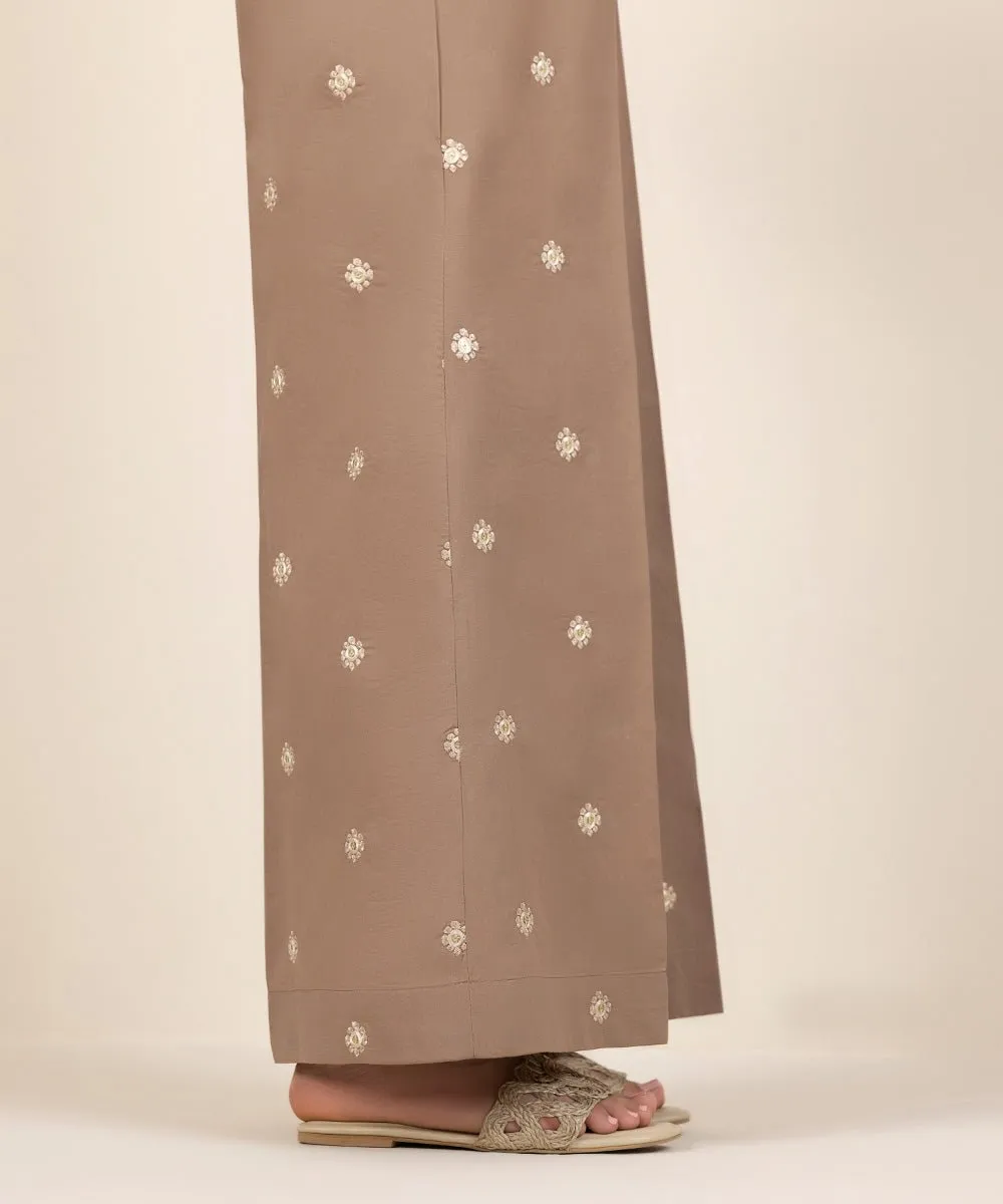 Embroidered Cambric Flared Pants