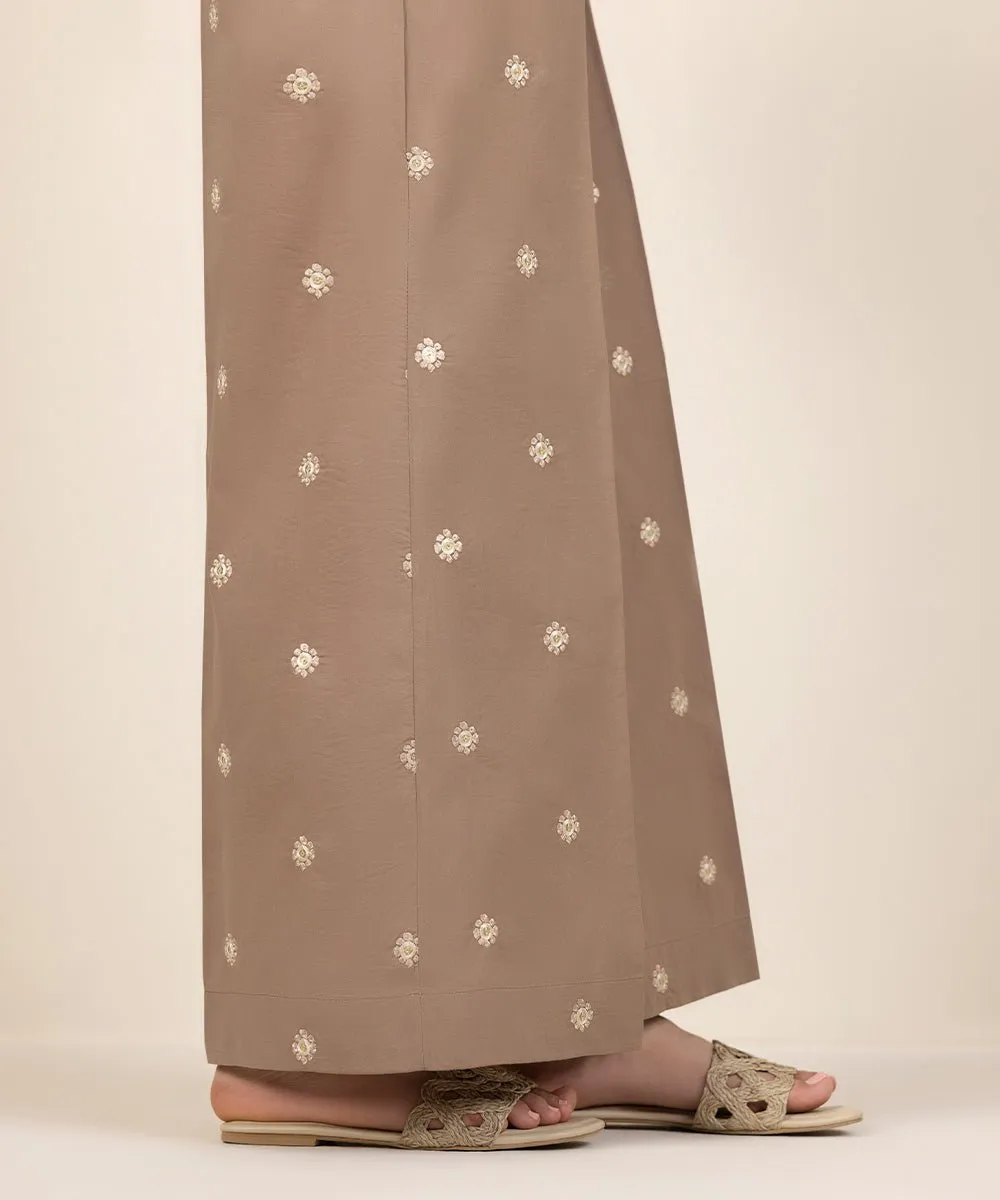 Embroidered Cambric Flared Pants