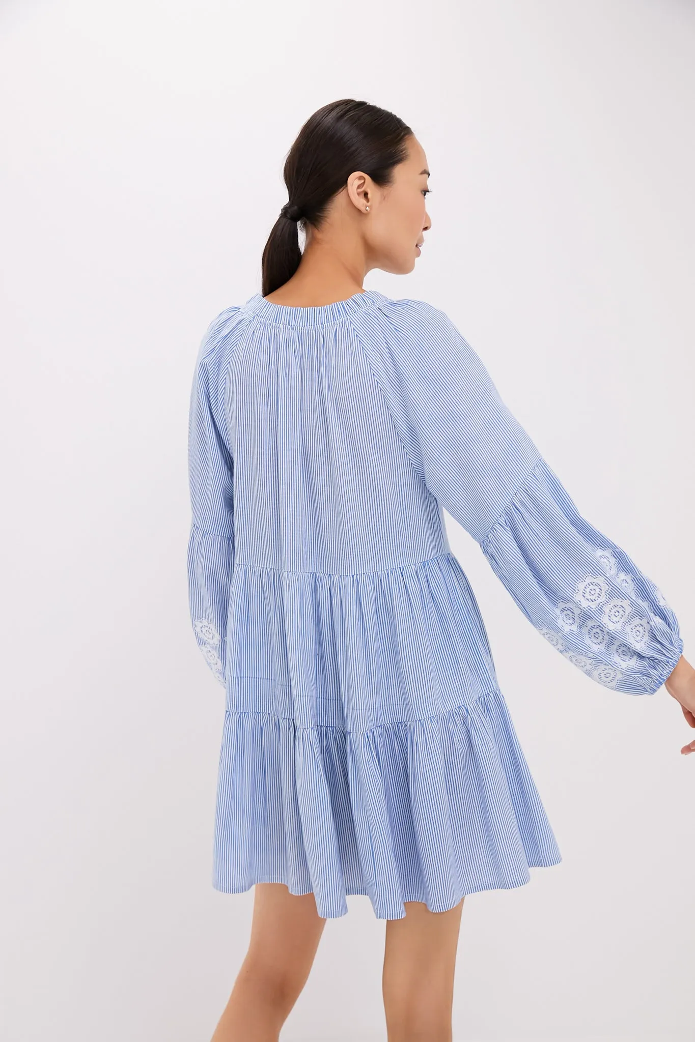 Embroidered Nautical Stripe Sea Breeze Coverup