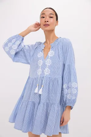 Embroidered Nautical Stripe Sea Breeze Coverup