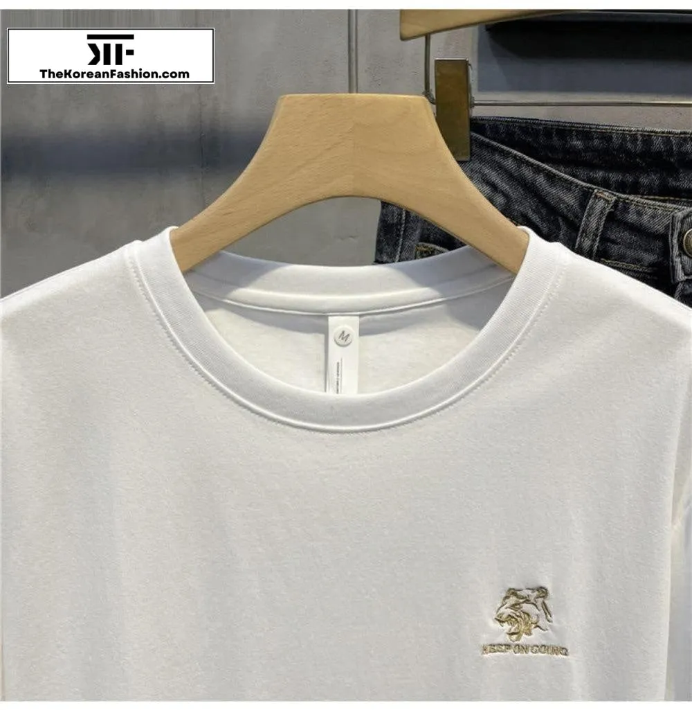 Embroidery Round Neck T-Shirt