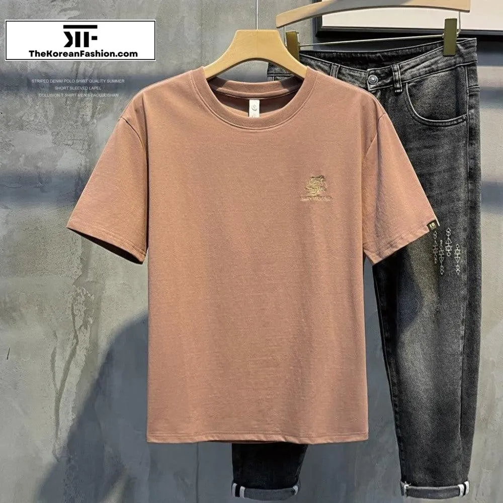 Embroidery Round Neck T-Shirt