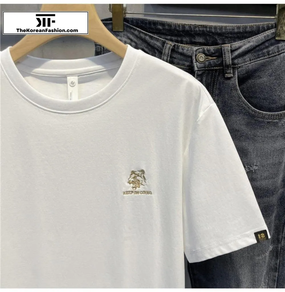 Embroidery Round Neck T-Shirt
