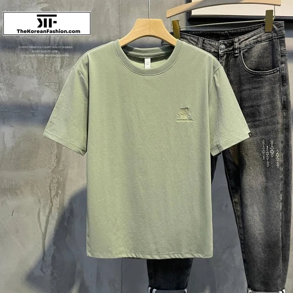 Embroidery Round Neck T-Shirt