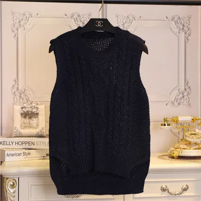 fashion preppy style short design sleeveless pullover sweater female vest women o-neck Solid color girl clothing