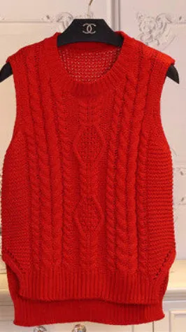 fashion preppy style short design sleeveless pullover sweater female vest women o-neck Solid color girl clothing