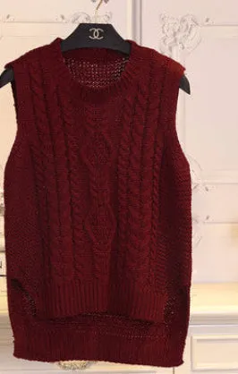 fashion preppy style short design sleeveless pullover sweater female vest women o-neck Solid color girl clothing