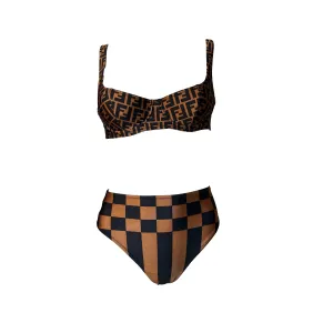 Fendi Bronze Monogram High Waisted Bikini