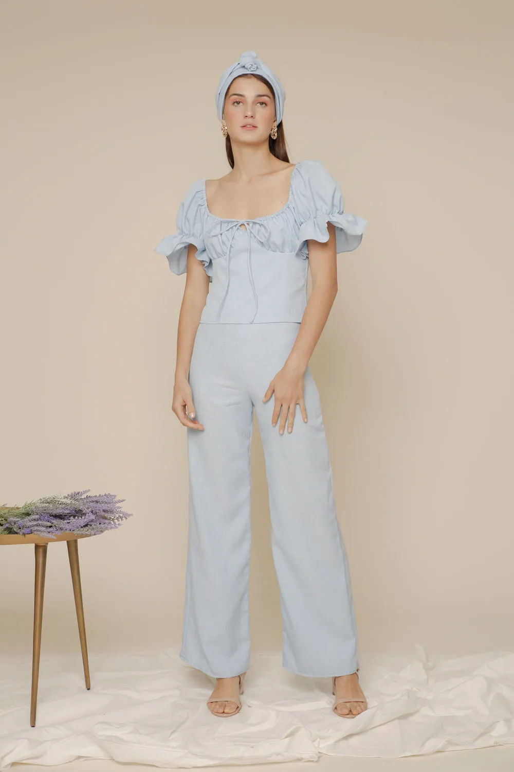 FLOR High Waist Culottes (Light Blue Chambray)