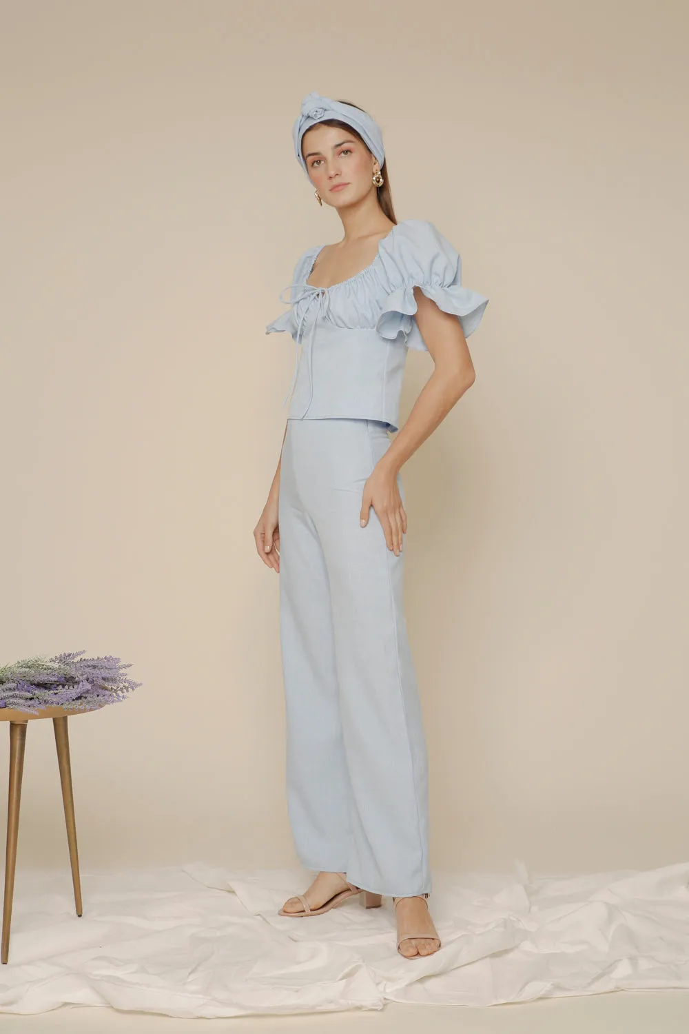 FLOR High Waist Culottes (Light Blue Chambray)