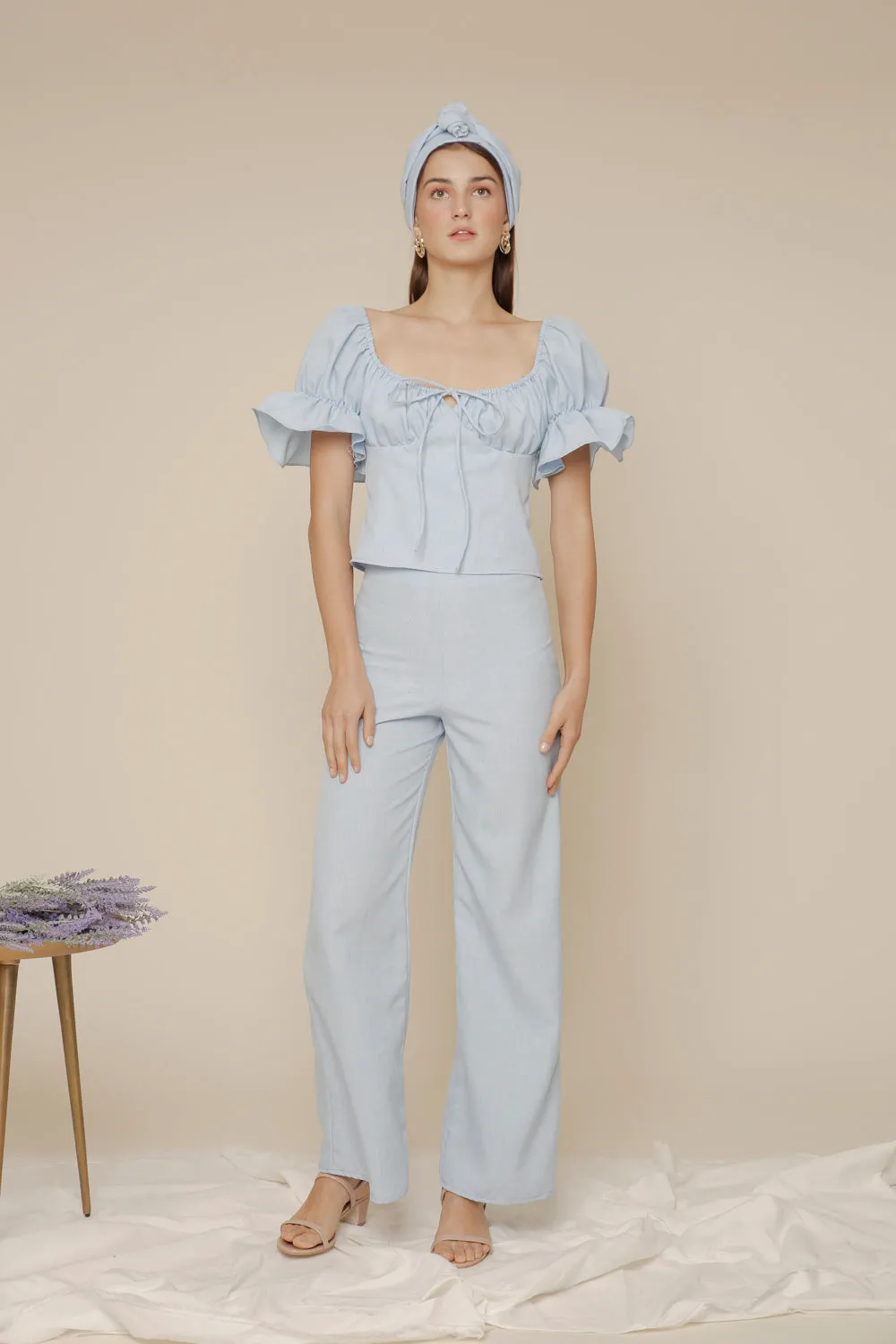 FLOR High Waist Culottes (Light Blue Chambray)