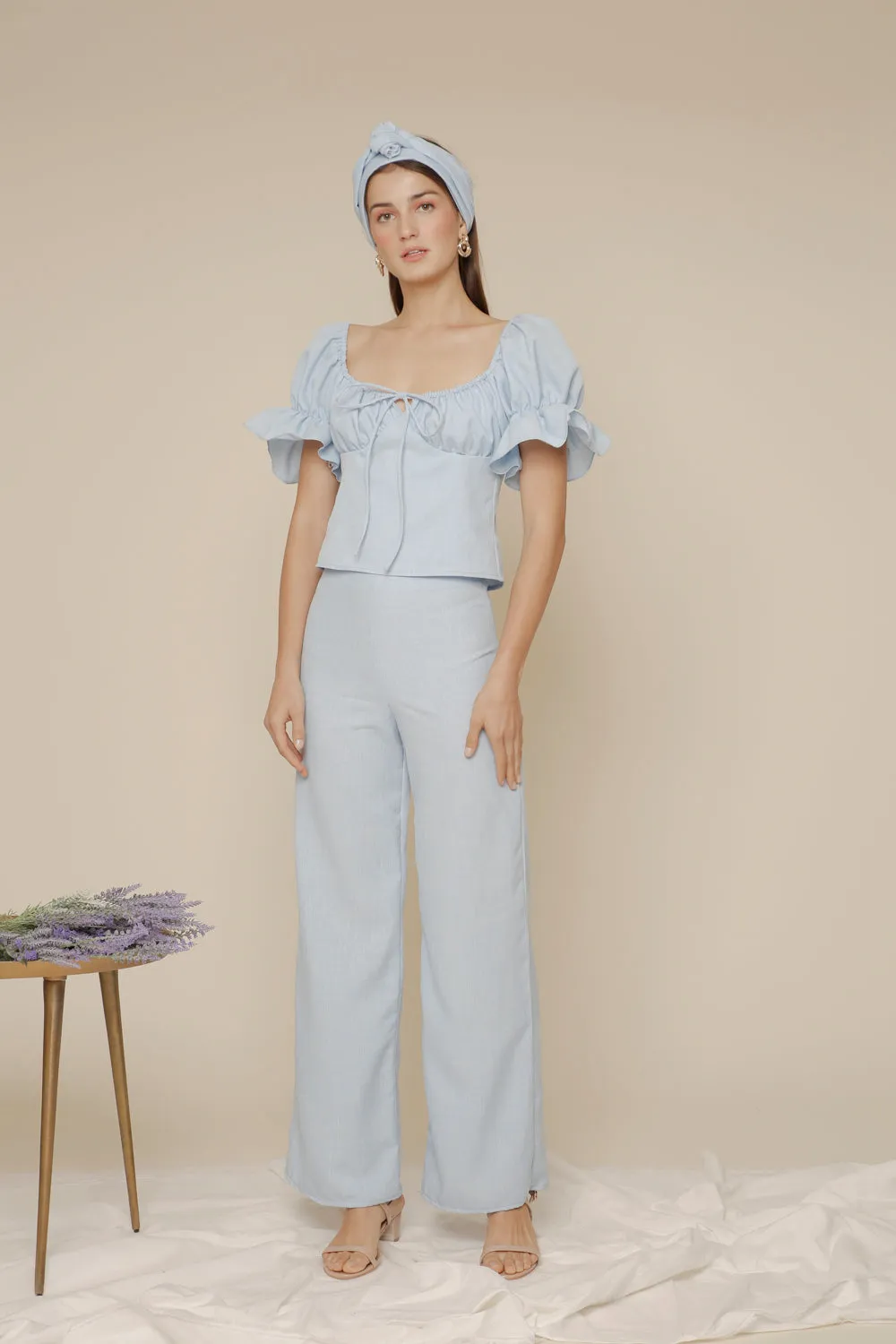 FLOR High Waist Culottes (Light Blue Chambray)