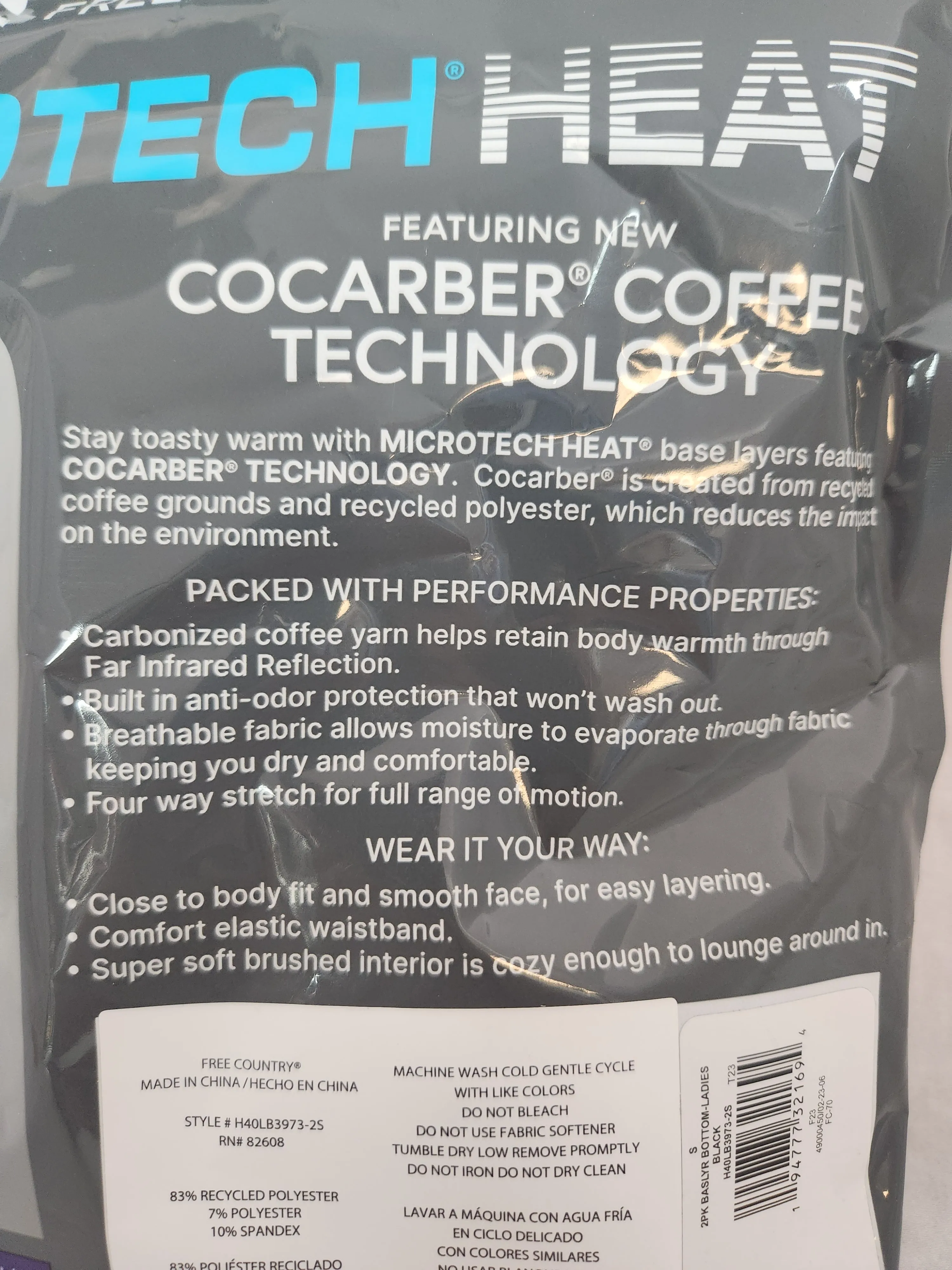 Free Country Ladies Microtech Heat Black Base Layer Pants (2 Pack)- Size: S