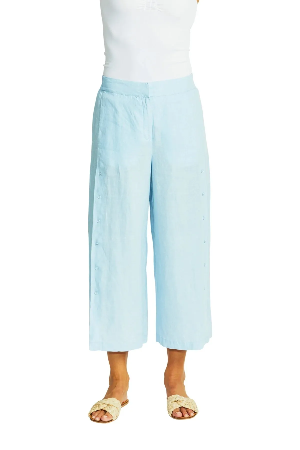 Gaby Linen Button Culotte Pants - Nordic