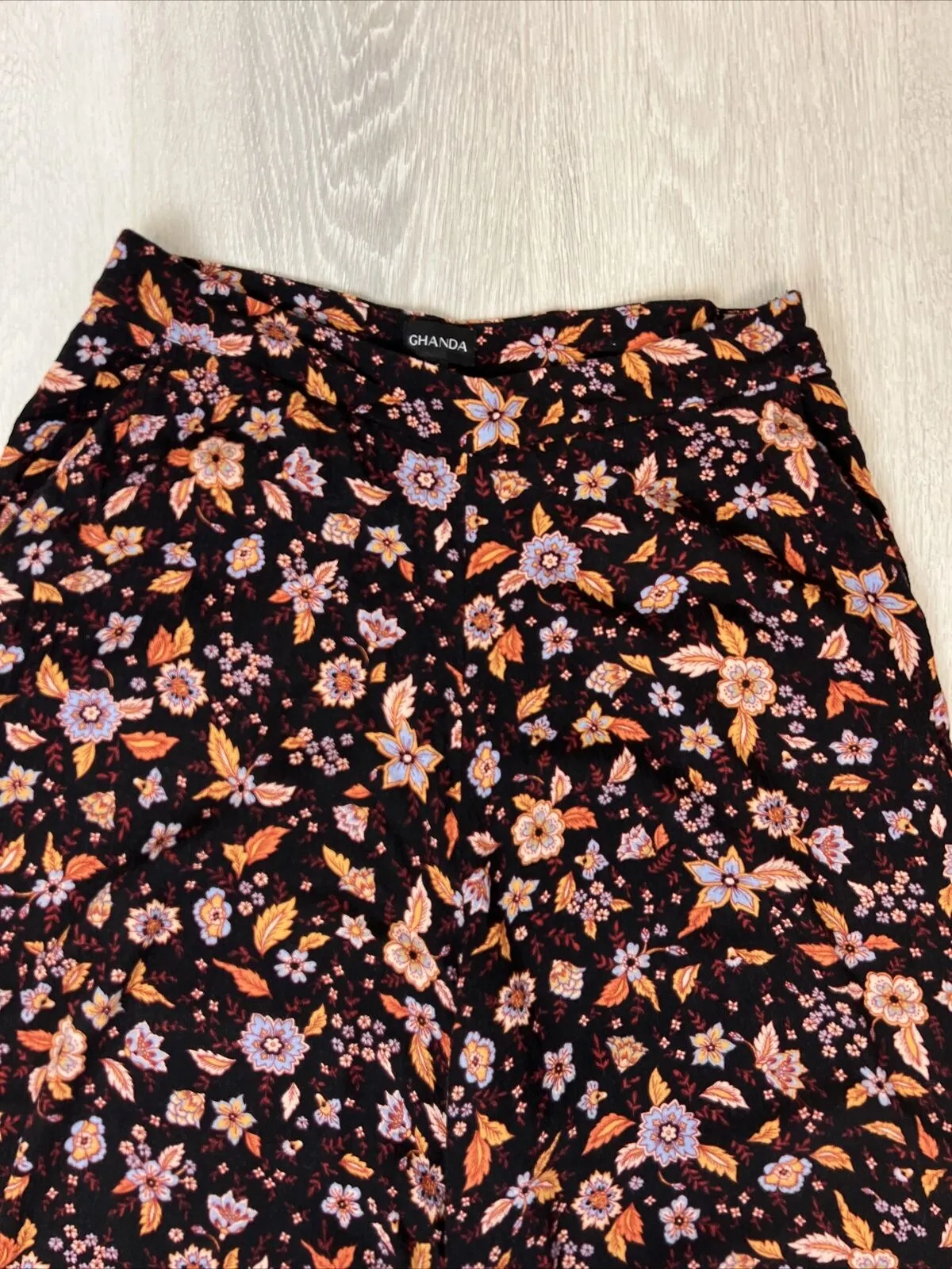 Ghanda Womens Viscose Wide Leg Pants Culottes Size Small