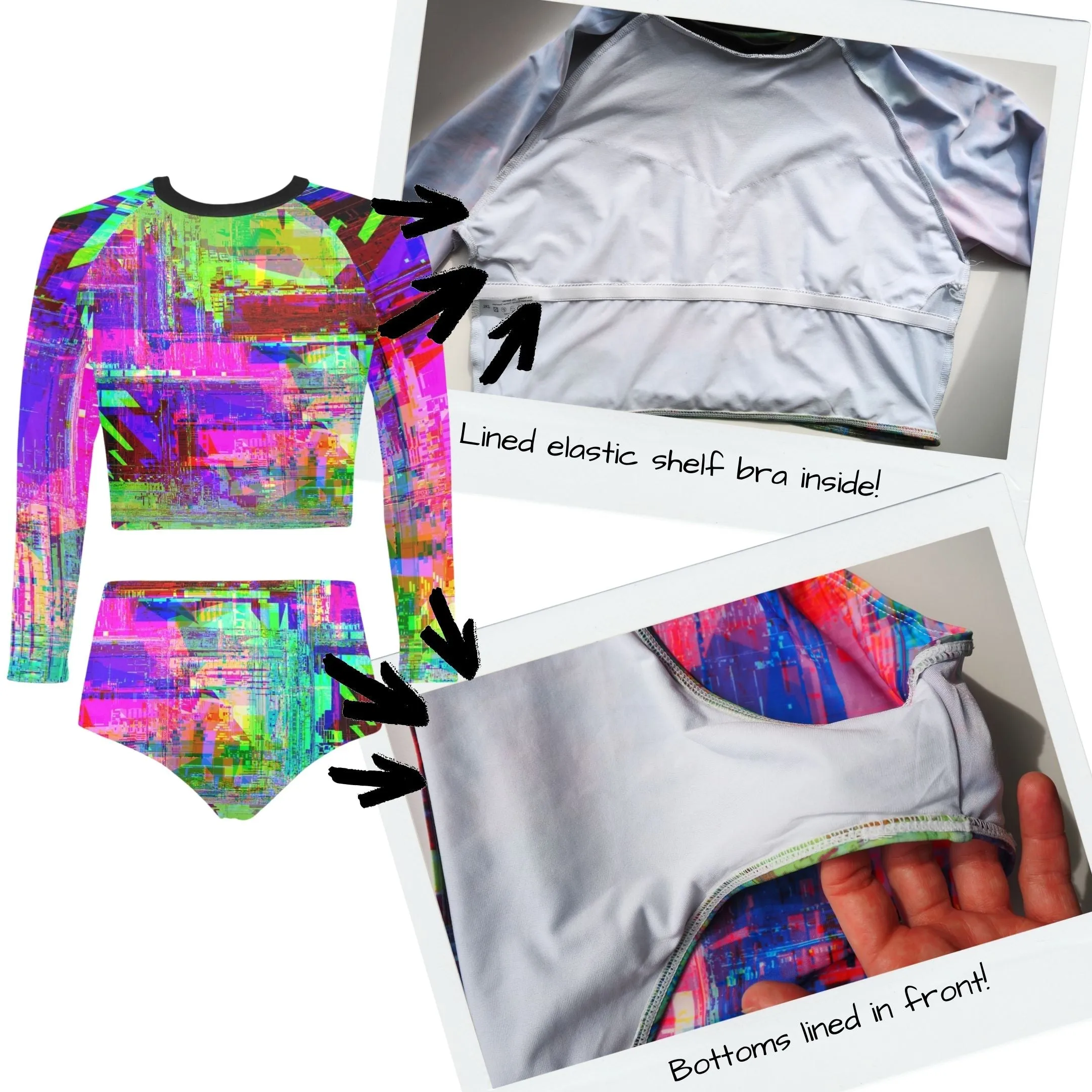 Glitchscape Surf Bikini Long Sleeve Set