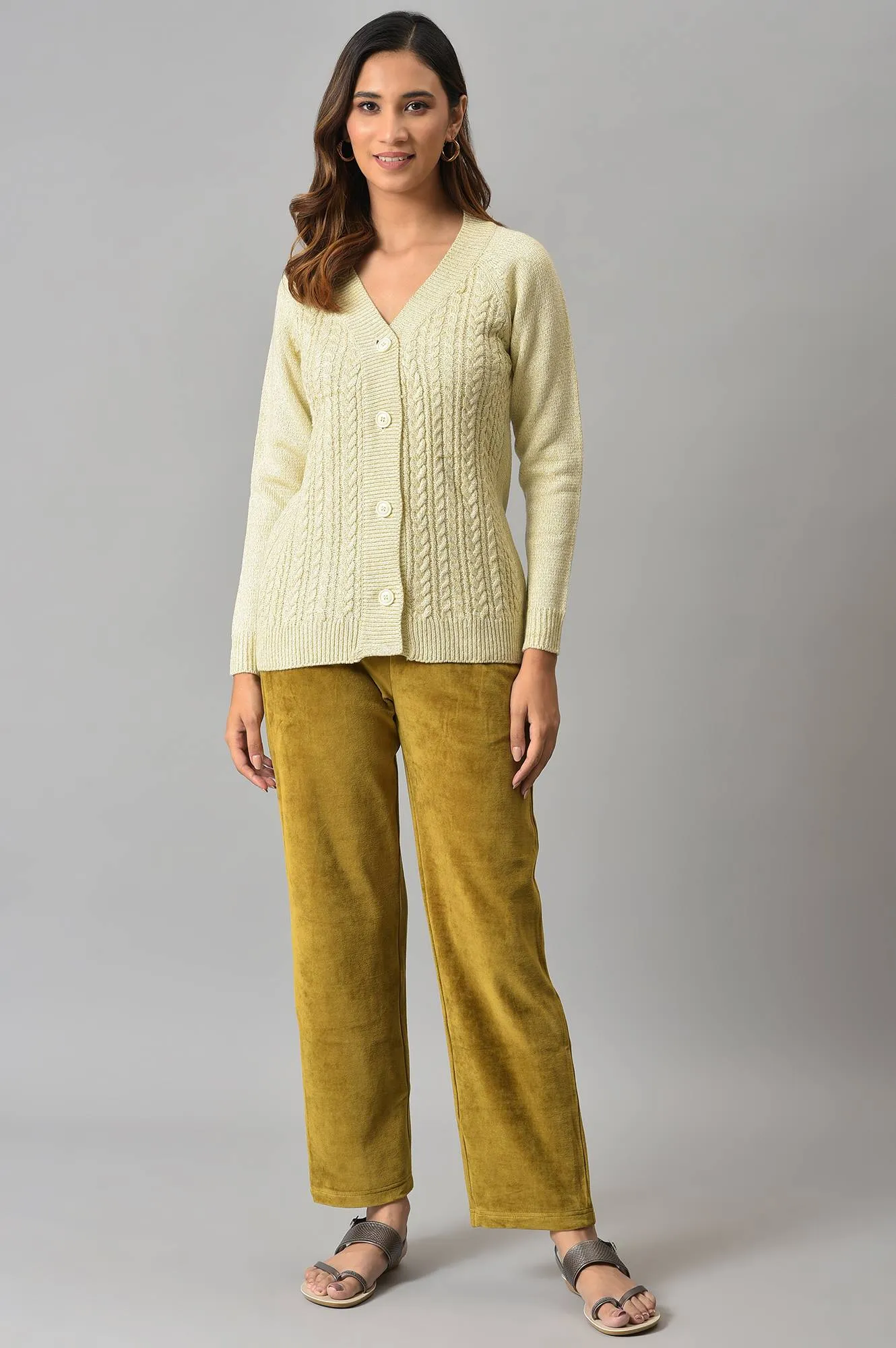 Green Straight Winter Trousers