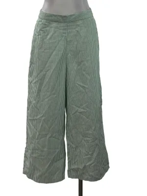 Green Striped Wide Leg Crop Pants TCL