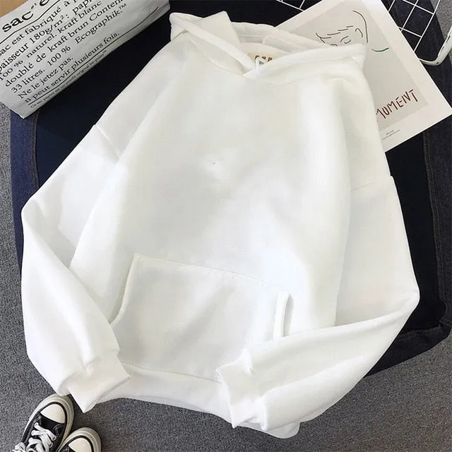 Hands print Oversized Womens hoodie Kawaii Loose Streetwear Sweatshirts Women Hooded Simple Pullovers Korean Style Warm