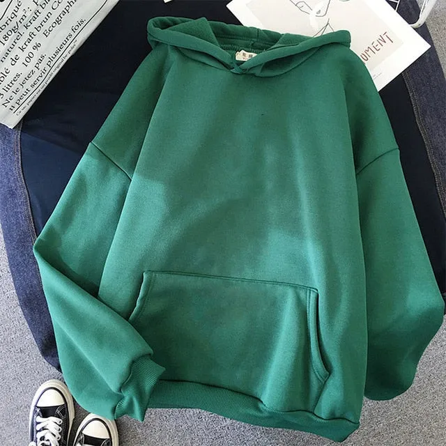 Hands print Oversized Womens hoodie Kawaii Loose Streetwear Sweatshirts Women Hooded Simple Pullovers Korean Style Warm