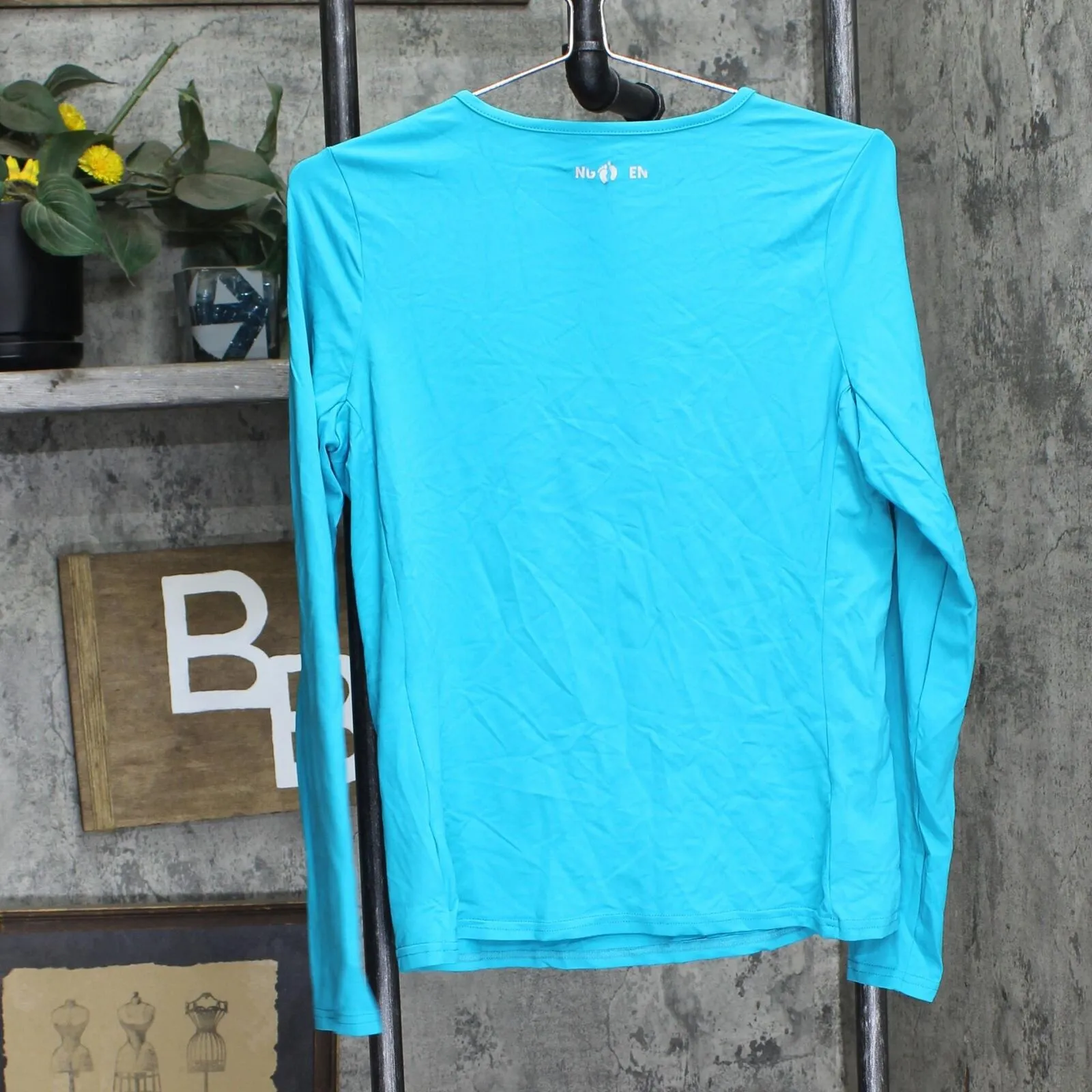 Hang Ten Womens Long Sleeve Knit Rash Guard 1678e9d727953c Aqua Blue S