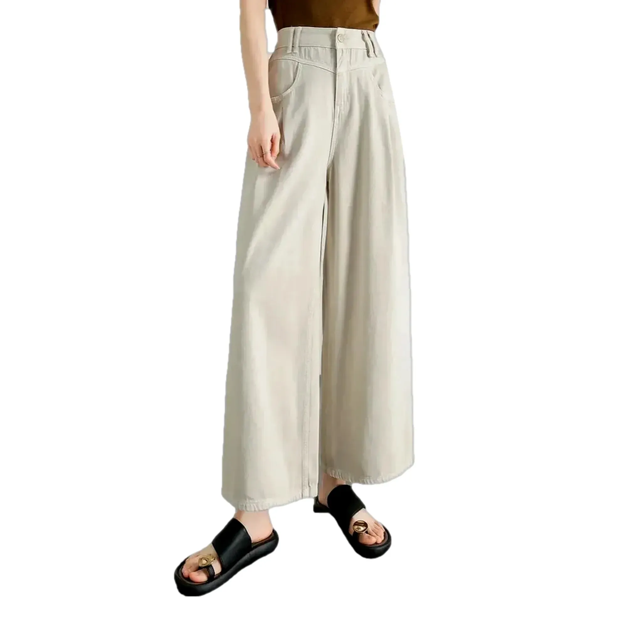 High-rise women's jean culottes