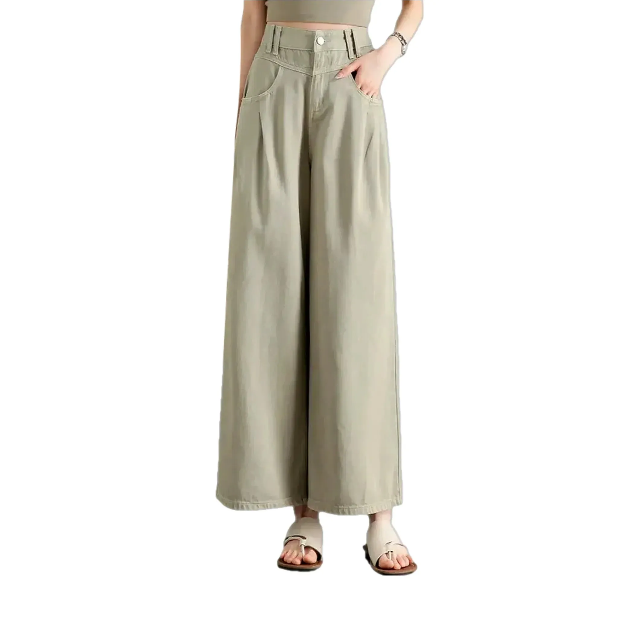 High-rise women's jean culottes
