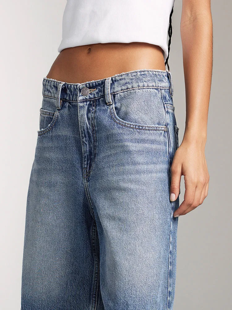 High Waisted Wide Leg Denim Shorts