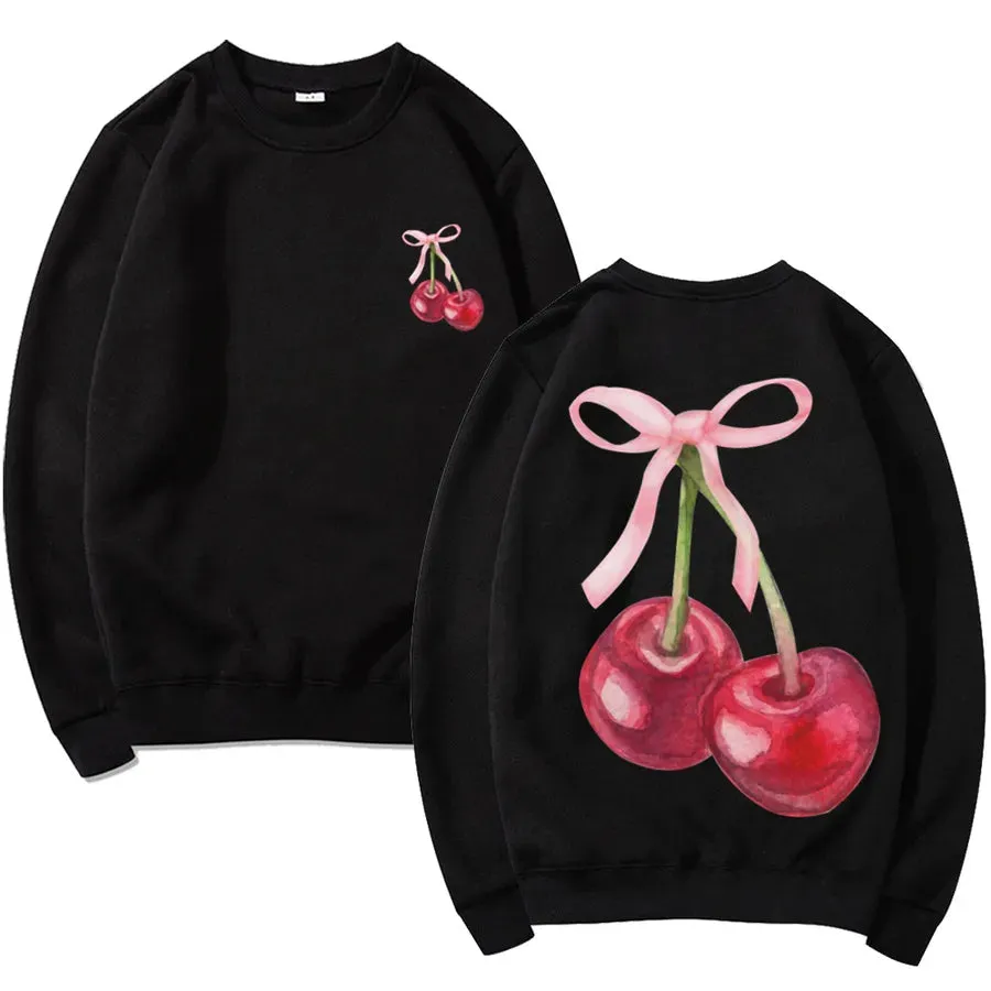 Hoodies & Sweatshirts Long Sleeve Simple Style Classic Style Cherry