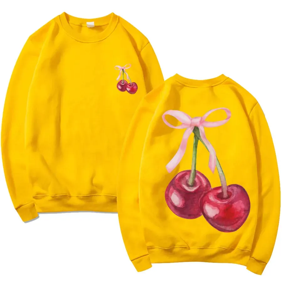 Hoodies & Sweatshirts Long Sleeve Simple Style Classic Style Cherry