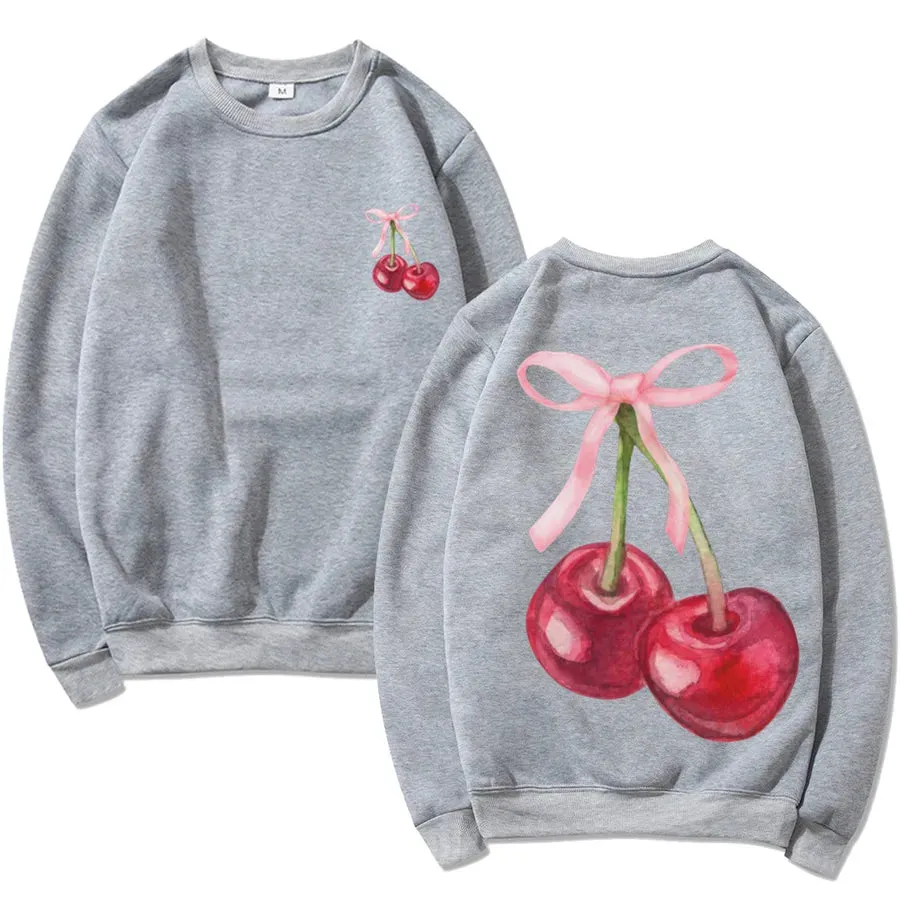 Hoodies & Sweatshirts Long Sleeve Simple Style Classic Style Cherry