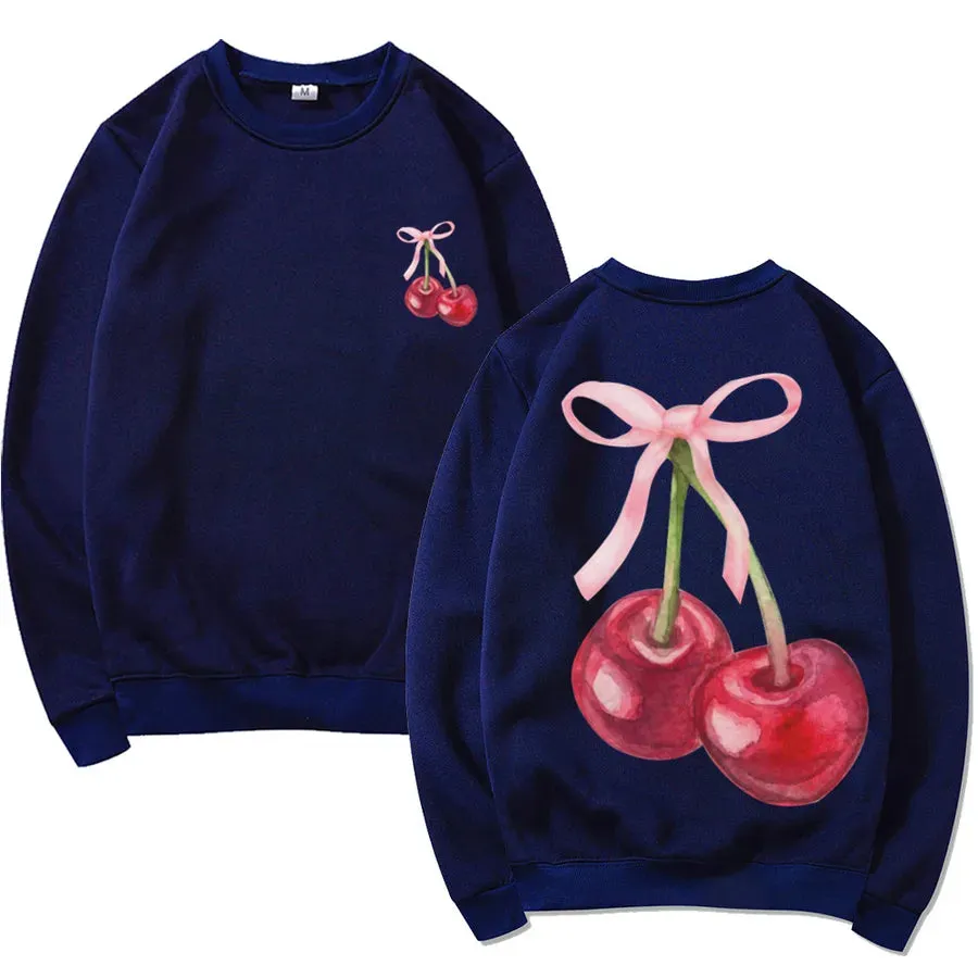 Hoodies & Sweatshirts Long Sleeve Simple Style Classic Style Cherry