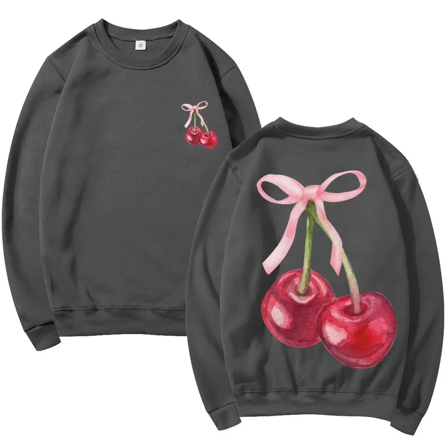 Hoodies & Sweatshirts Long Sleeve Simple Style Classic Style Cherry