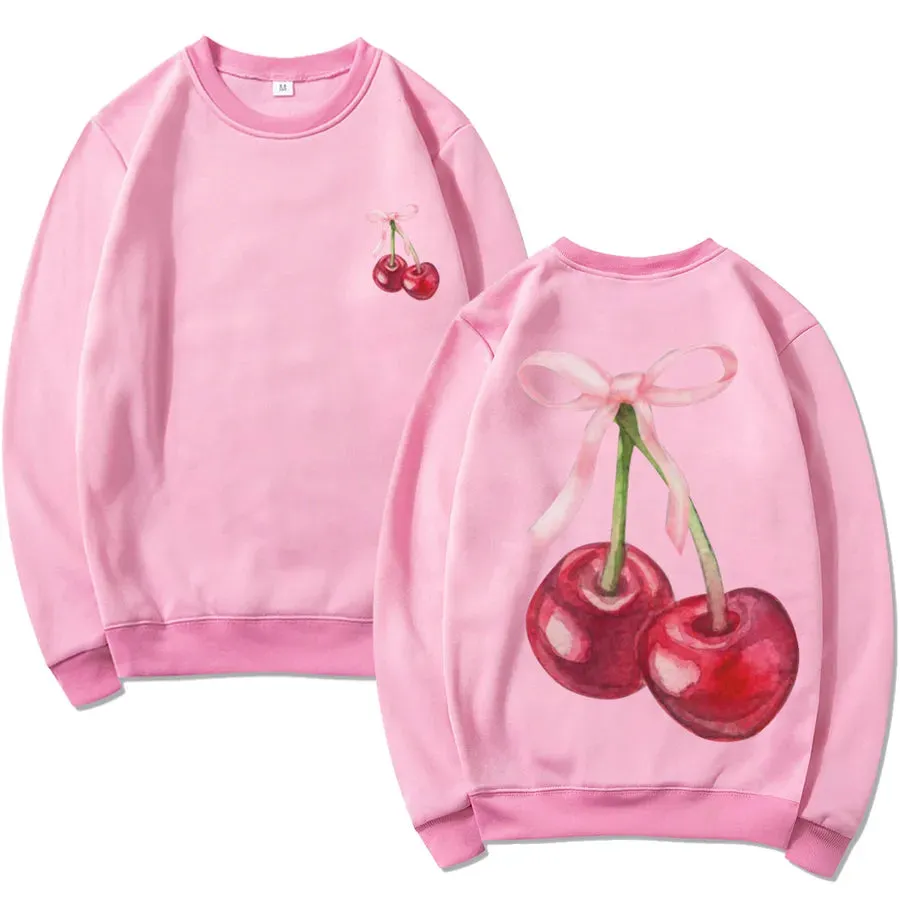 Hoodies & Sweatshirts Long Sleeve Simple Style Classic Style Cherry