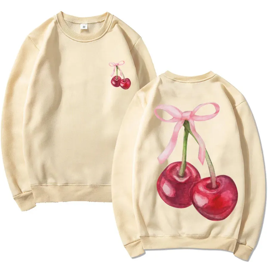Hoodies & Sweatshirts Long Sleeve Simple Style Classic Style Cherry
