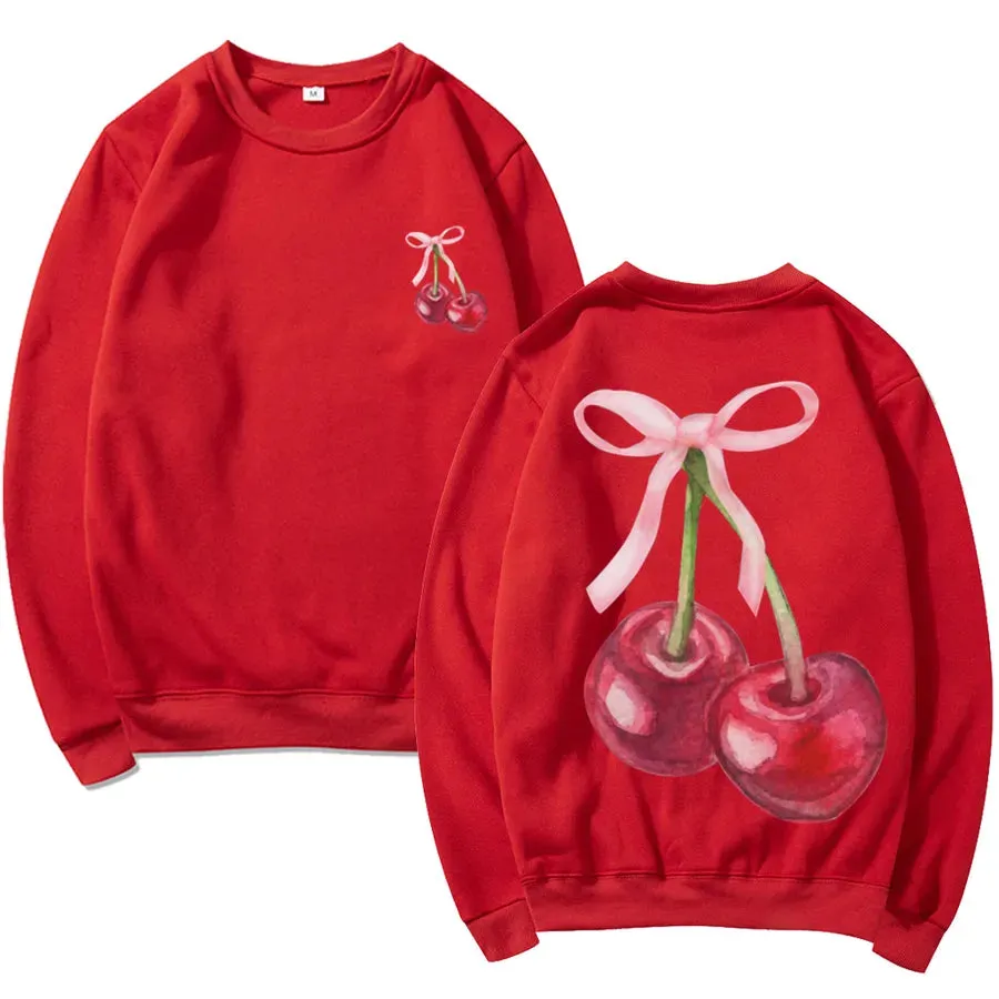 Hoodies & Sweatshirts Long Sleeve Simple Style Classic Style Cherry