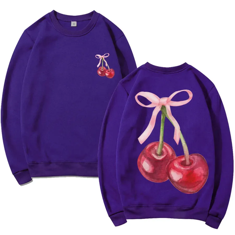 Hoodies & Sweatshirts Long Sleeve Simple Style Classic Style Cherry