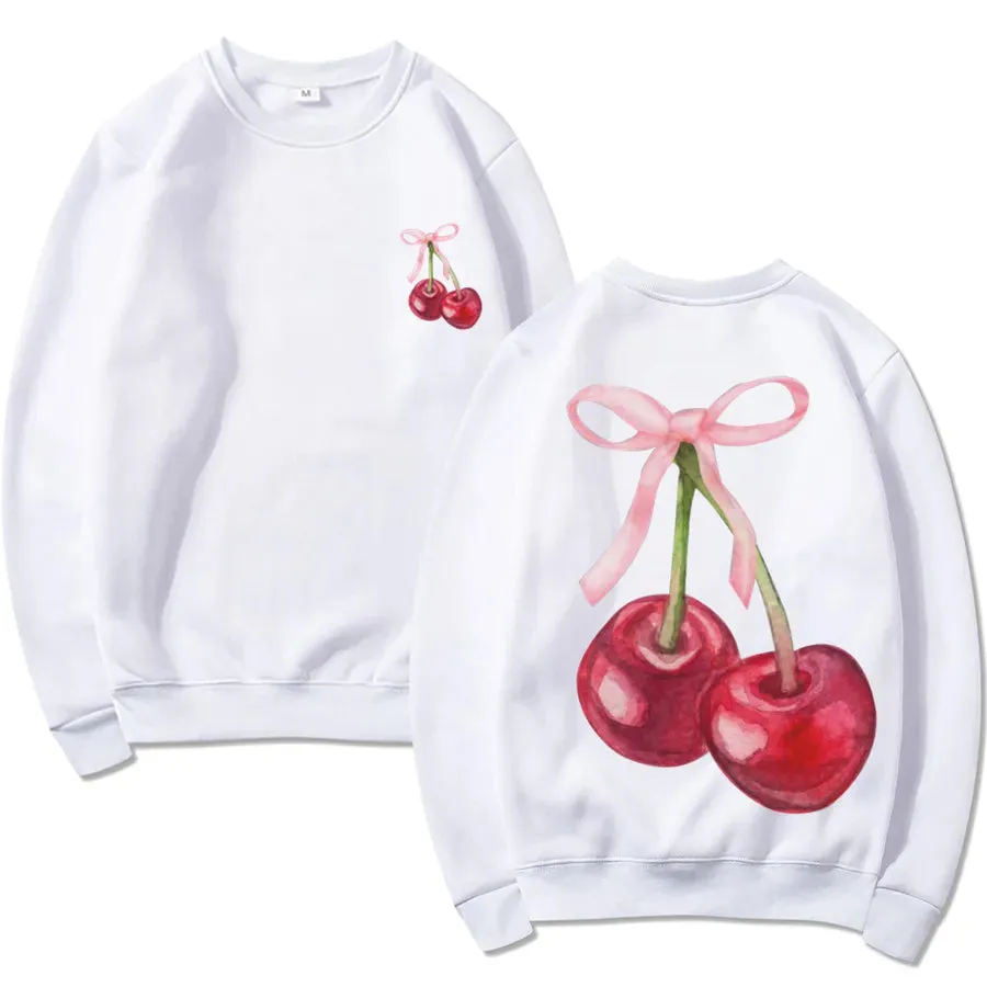 Hoodies & Sweatshirts Long Sleeve Simple Style Classic Style Cherry